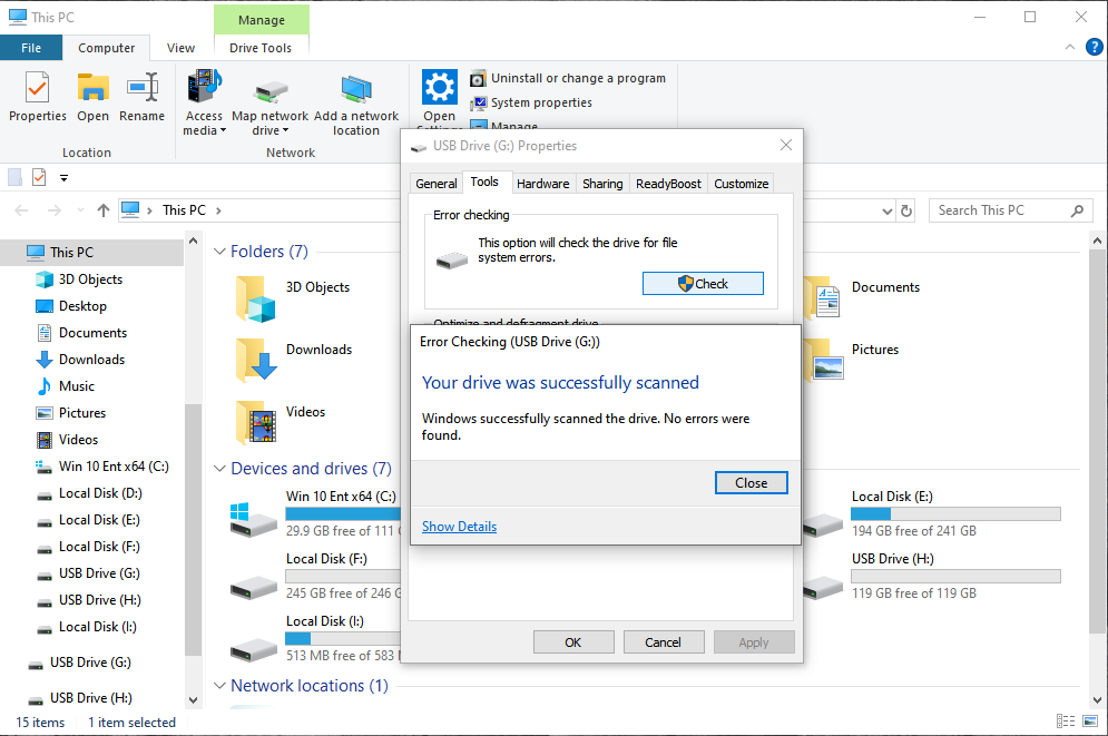 USB 隨身碟的 Windows 錯誤檢查步驟