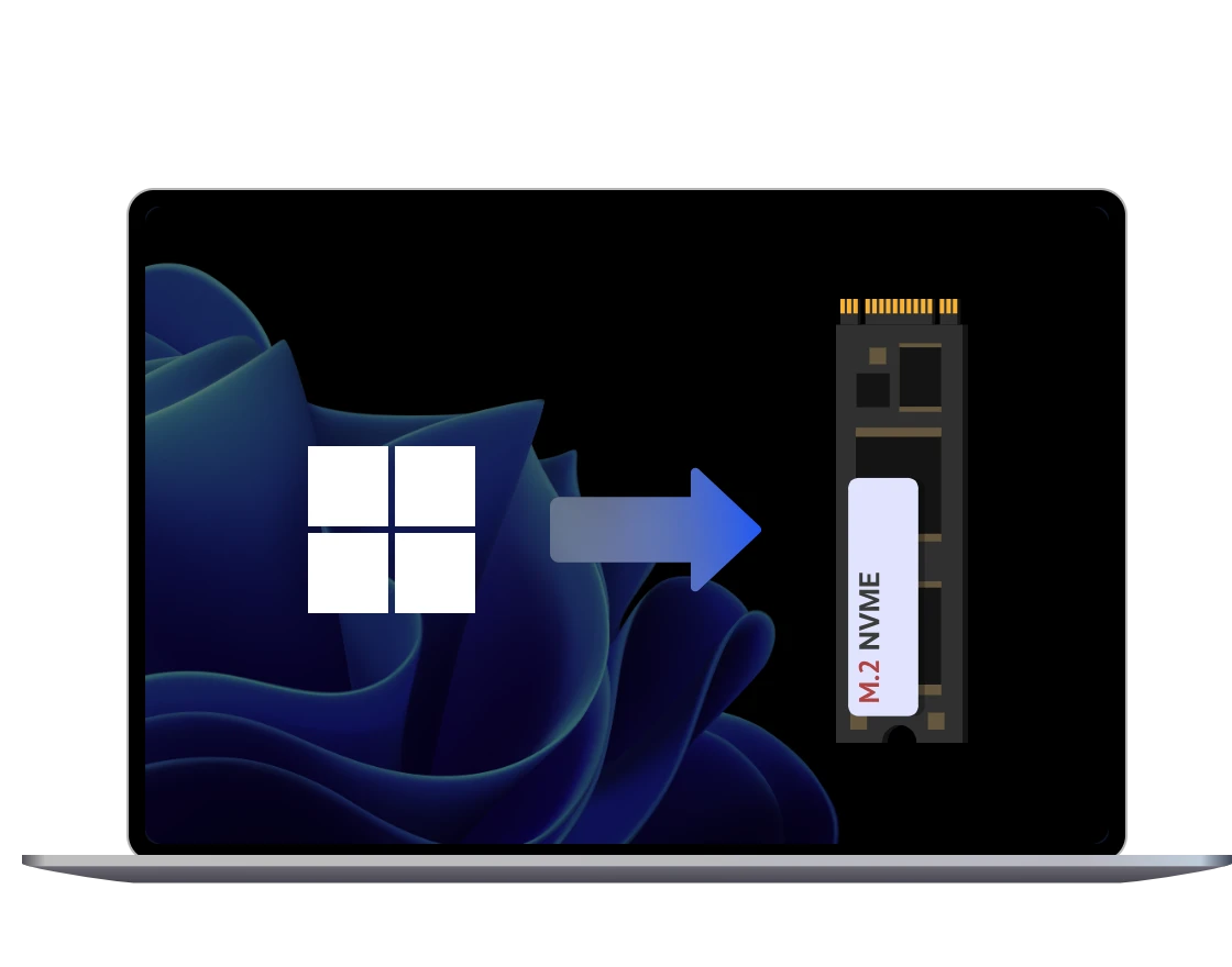 Windows 系統克隆到 M.2 NVMe SSD 示意圖